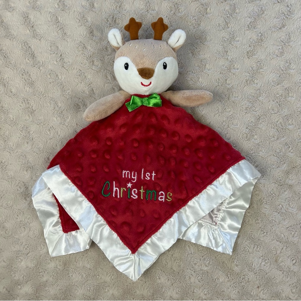 Baby Starters My 1st Christmas Reindeer Lovey Security Blanket Red White Tan